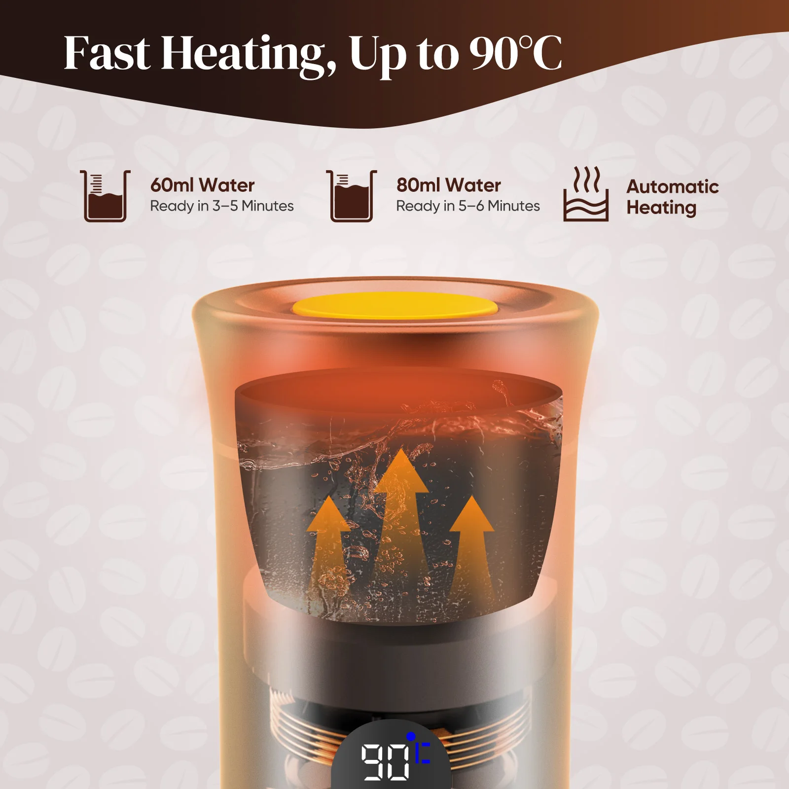 Cafetera espresso portátil inalámbrica con pantalla digital, control de temperatura, recargable, mini máquina de café de cápsulas, compatible con múltiples cápsulas, café en polvo, para viajes, camping.