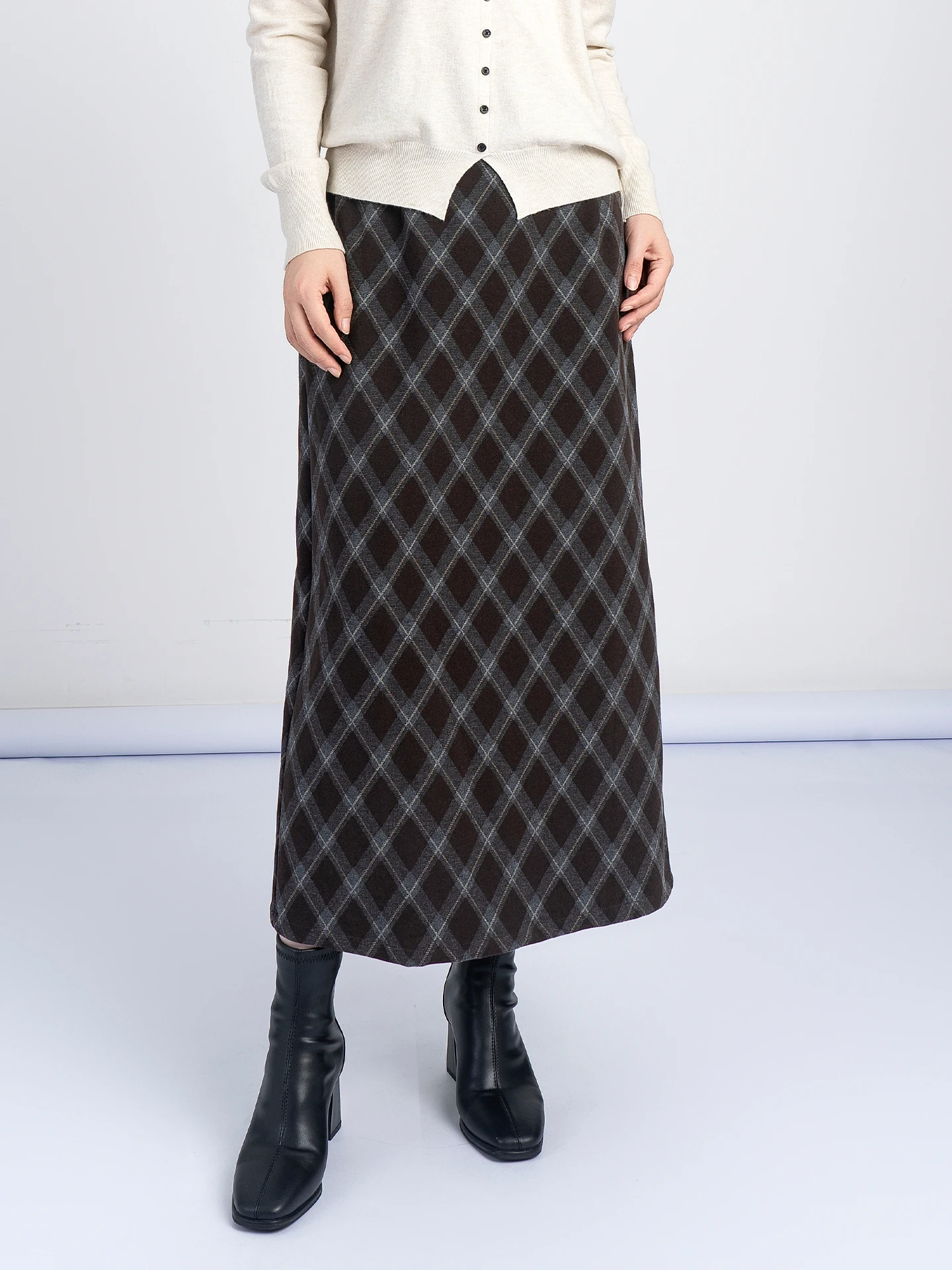 

Юбка-карандаш с высокой талией в клетку, женская, модная, весенняя новинка, корейский стиль, большие размеры, повседневная, из полиэстера.