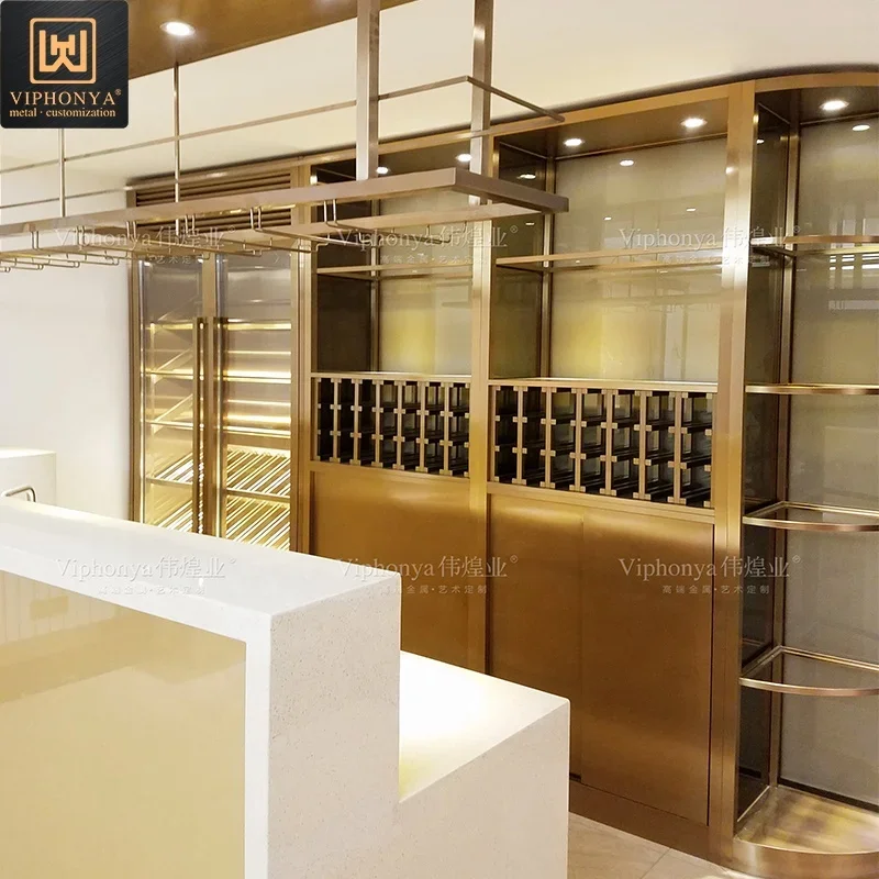 High-end Stainless Steel Wine Cabinet Modern Wine Storage with Constant Temperature for Home Bars or Living Rooms