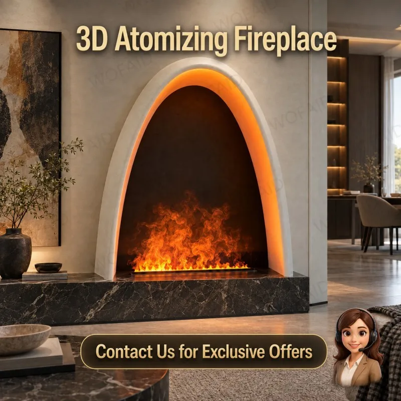 WOFAID Smart 3D Water Vapor Fireplace Insert APP Control Atomized Mist Flame Electric Fireplace for Living Room Media Wall Decor