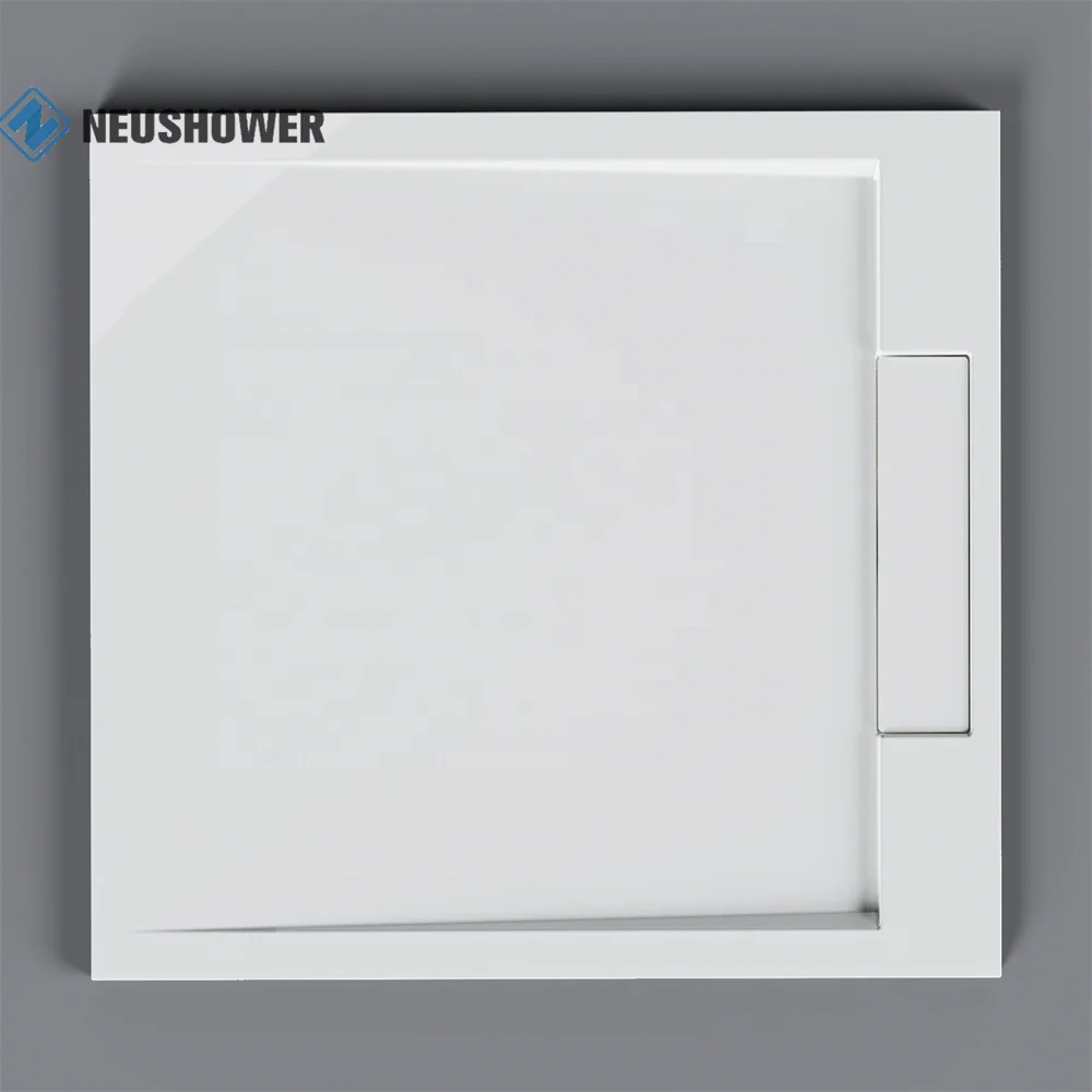 

Stone Shower Base Bathroom Shower Tray Solid Surface Shower Pan Anti-slip Resin European Graphic Design Modern Style Solid