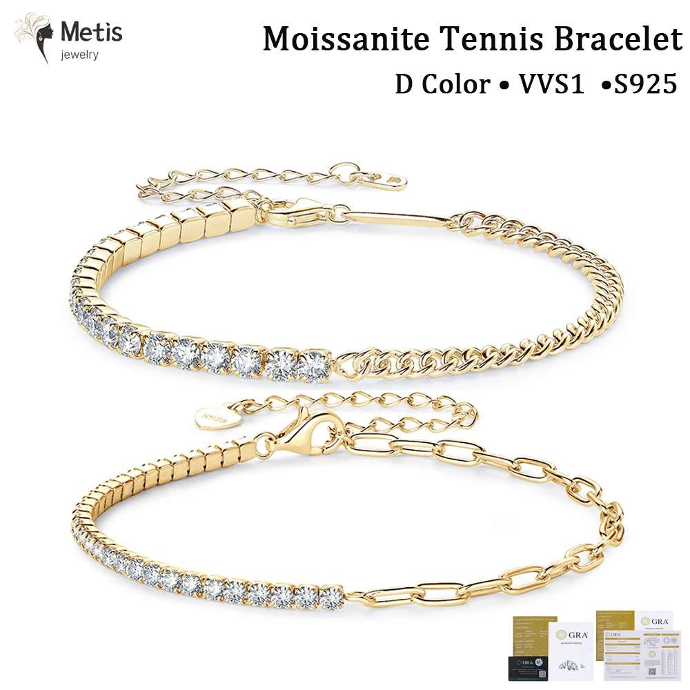 

Позолоченный полутеннисный браслет 18 карат 2 мм 3 мм Кубинский браслет из муассанита Настоящая серебряная цепочка 925 пробы для женщин и мужчин Сертифицированные ювелирные изделия GRA