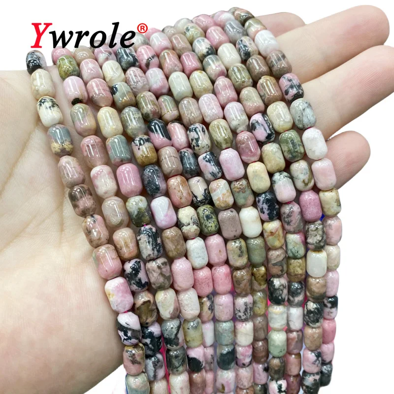 AAA Pink Rhodonite Natural Stone 6x9MM Oval Round Loose Cylinder Spacer Beads for Jewelry Making DIY Charms Bracelet Accessories