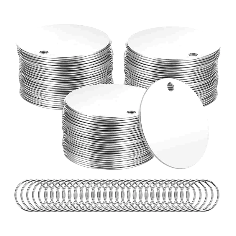 

55 Pieces Metal Stamping Blank Tags - 1.5 Inch Round Stainless Steel Stamping Blanks With Hole,For Jewelry Making DIY