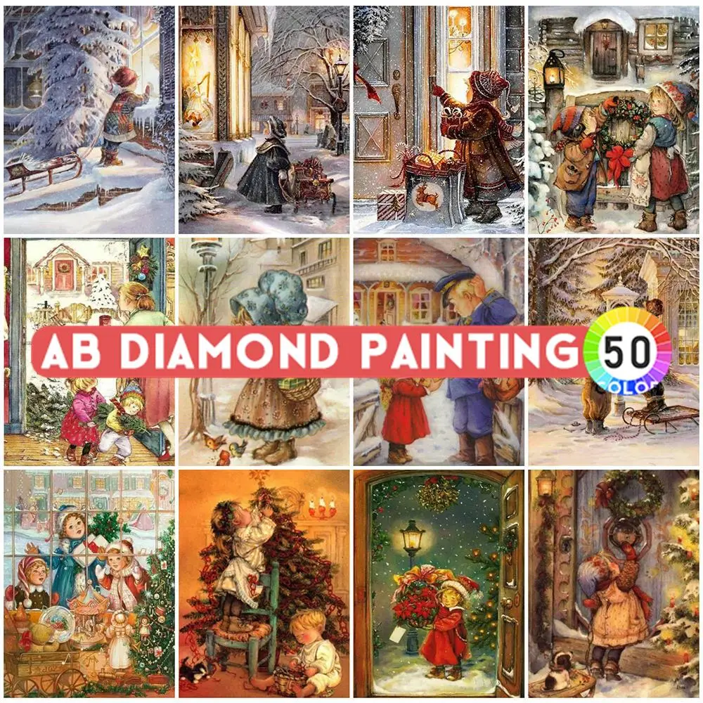 AB Drills Diamond Painting Girl Picture Of strass ricamo Christmas Cross Stitch Beaded Handmade Wall Stickers Art Kit