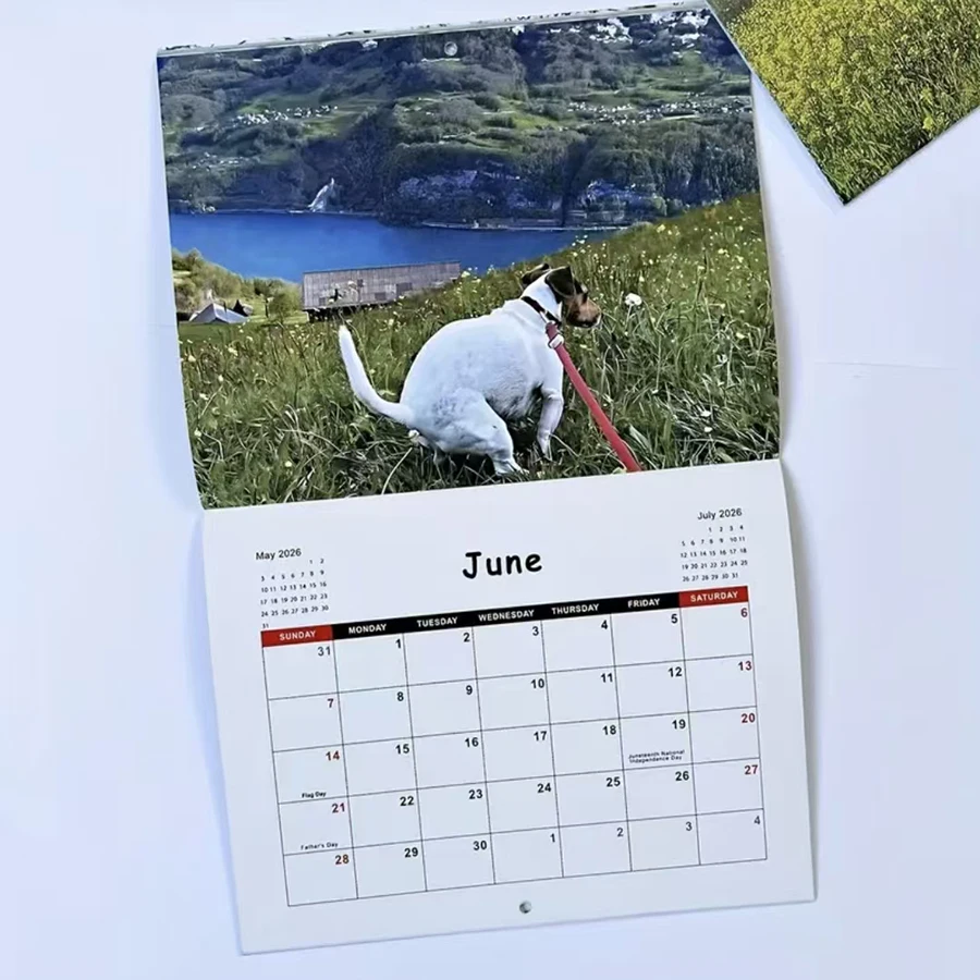 تقويم مضحك للكلاب لعام 2026 - مخطط شهري مع مشاهد التبرز والنباح المضحكة على شكل كلب، تقويم كلب لطيف للمنزل، #3