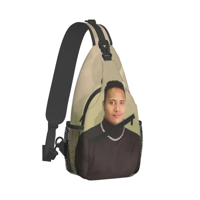 Fashion Funny Johnson The Rock Dwayne Meme Crossbody Sling Backpack Men Shoulder Chest Bag for Camping Biking