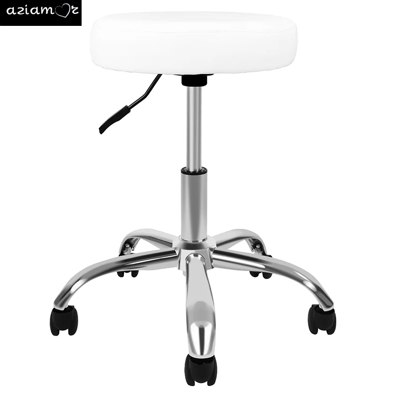 YSSOA Round Stool Chair with Wheels Height Adjustable, White On-Site