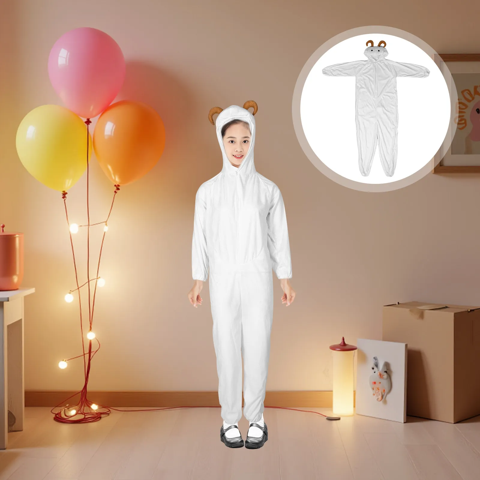 Goat Festival Costume Kids 160Cm Realistic Animal Performance Outfit for Halloween School Stage Play Cosplay Dress Up Event Wear