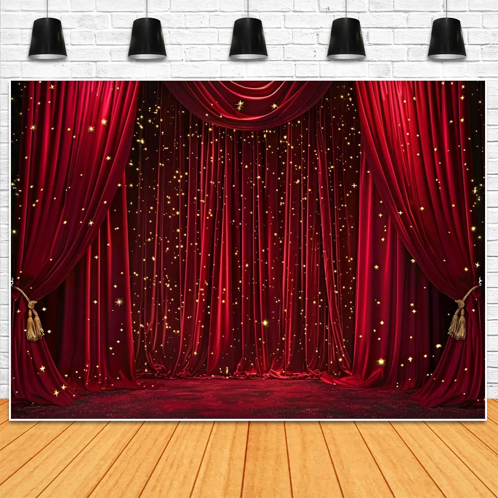모시카 사진 배경 무대, 레드 커튼, 황금 물방울 무늬, 여성 소녀 아트 사진 배경, 사진 스튜디오 사진 촬영 소품