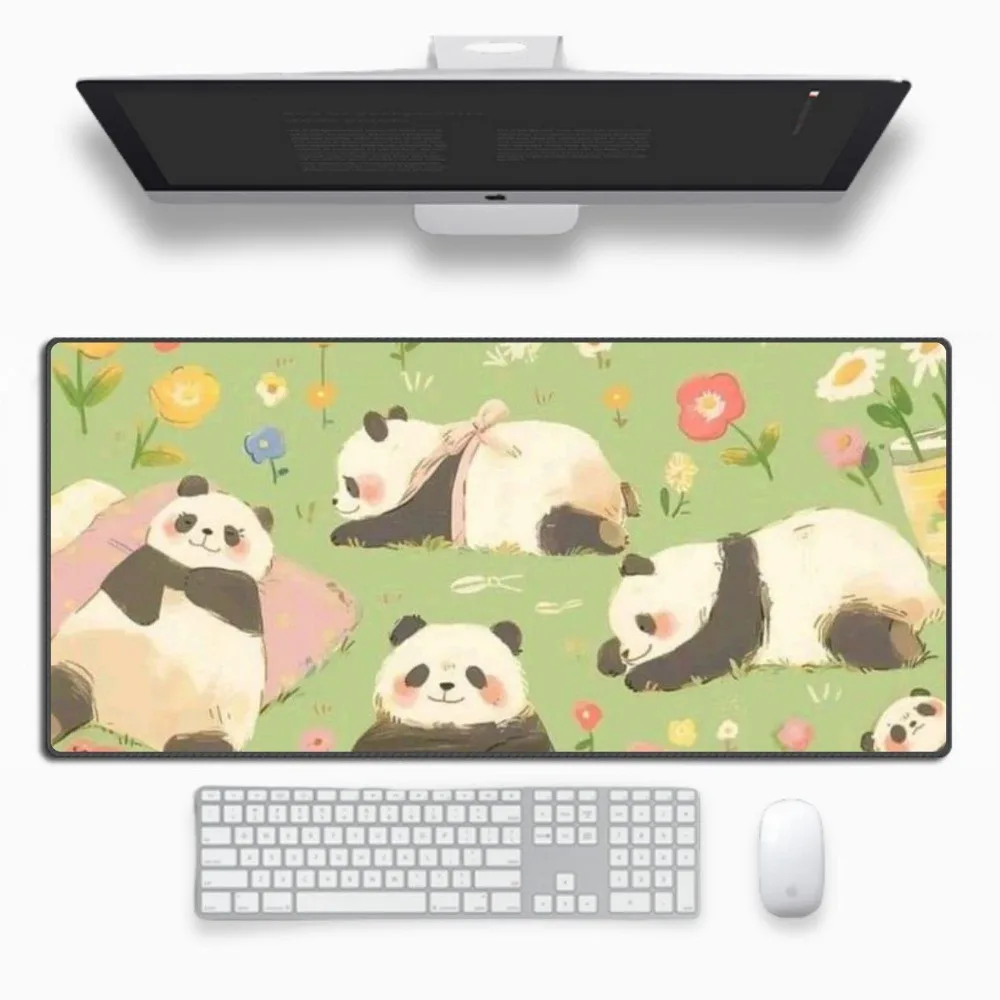 Cute Adorable Panda Art Aesthetic Desk Mat, Gaming Mouse Pad, Non-Slip Desk Pad for Laptop Computer Keyboard, Office Decor