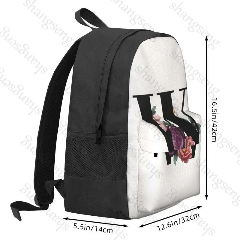 Initial Flower Backpack School Geschikt voor studentenvakantie en reisrugzak laptop USB-rugzak