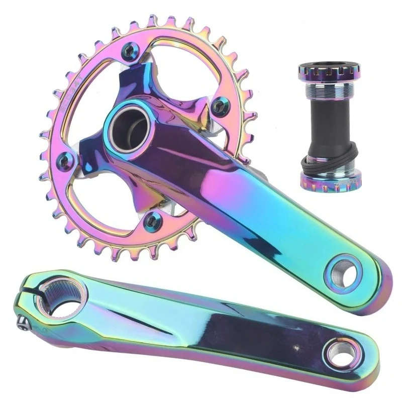 104BCD Integrated MTB Crankset with Dual Spider, Compatible 32/34/36/38T Chainring, Mountain Bike Crank Arms