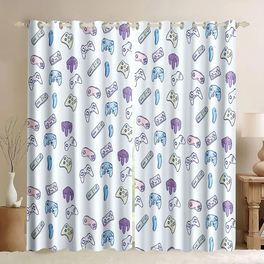 Gamepad Gamer Blackout Curtains for Boys Girls Colorful Game Controller Thermal Insulated Window Curtains for Living Room