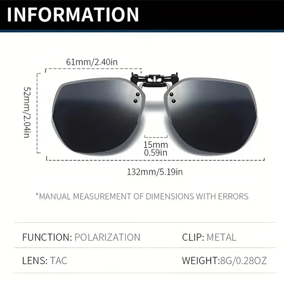 Männer Auto Fahren Flip Up Clip auf Sonnenbrille Outdoor Brillen Polarisierte Frauen Große Größe Nachtsicht Angeln UV400 Sonnenbrille – Detail 7
