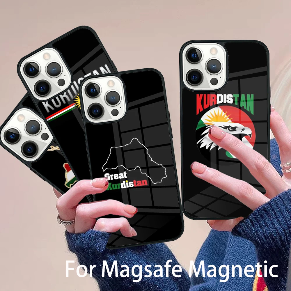 

Kurdistan Kurdish Flag Phone Case Magesafe Magnetic Wireless Charge Cover For IPhone 16 11 12 13 14 15 Pro Max Plus Mini