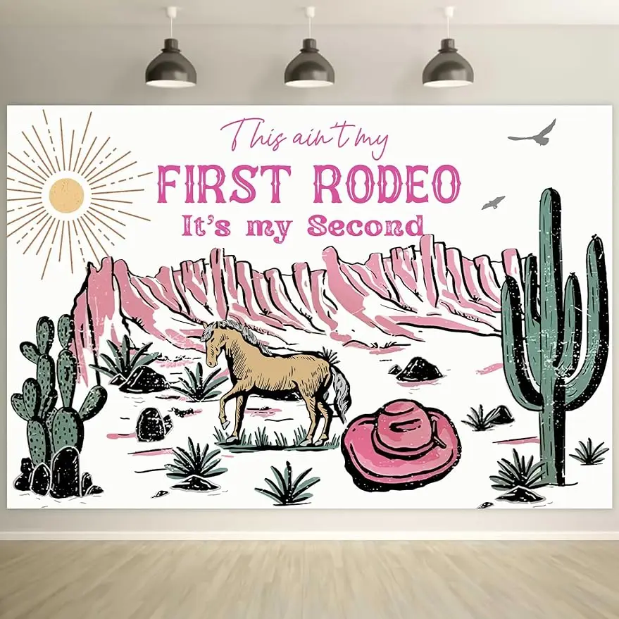 

Western Cowgirl 2nd Birthday Decor Backdrop This Aint My First Rodeo My 2nd Wild West Second Birthday Background Banner for Girl