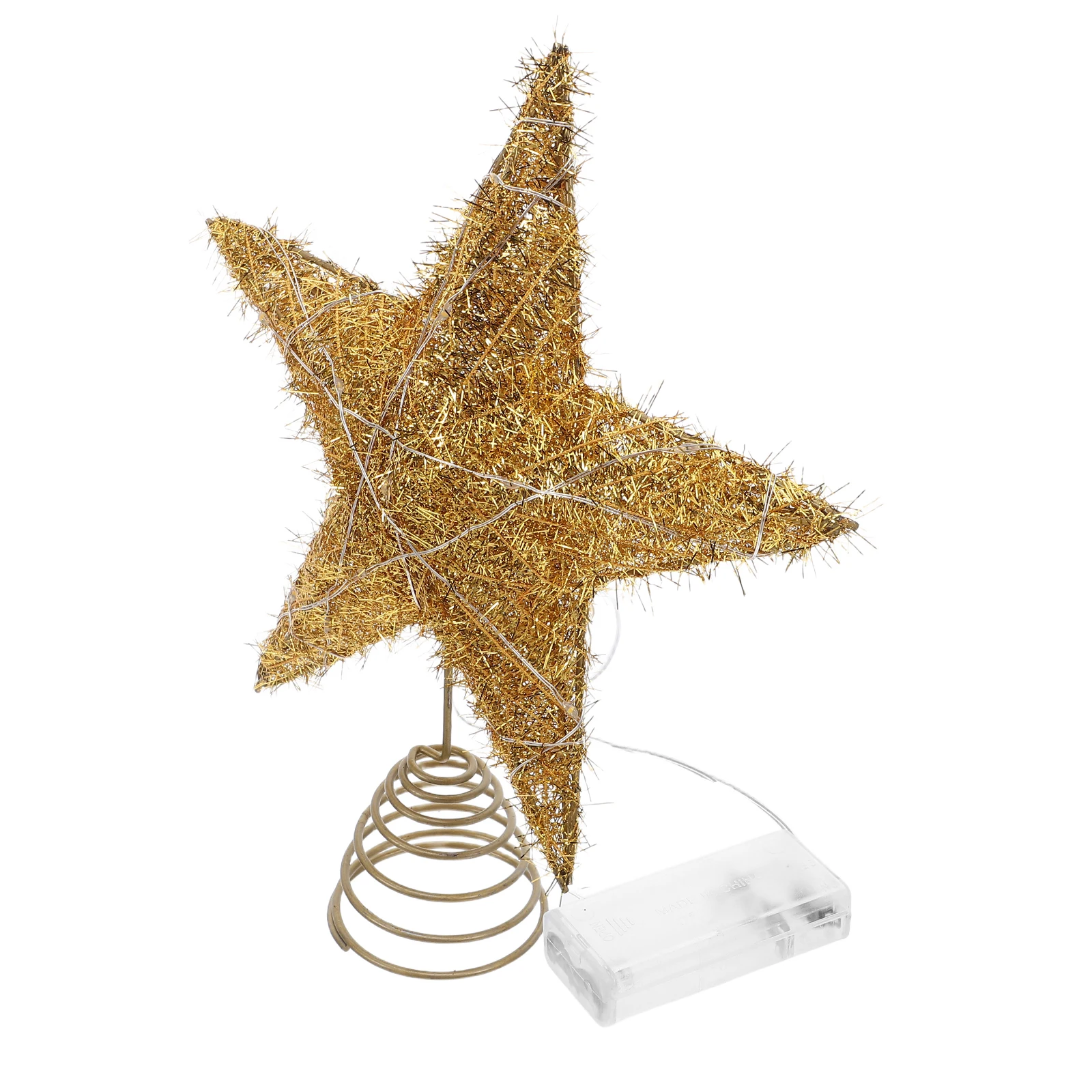 

Golden Christmas Tree Star Topper 20 Warm LED Lights Spring Base Secure Attachment Xmas Tree Holiday Party Decoration