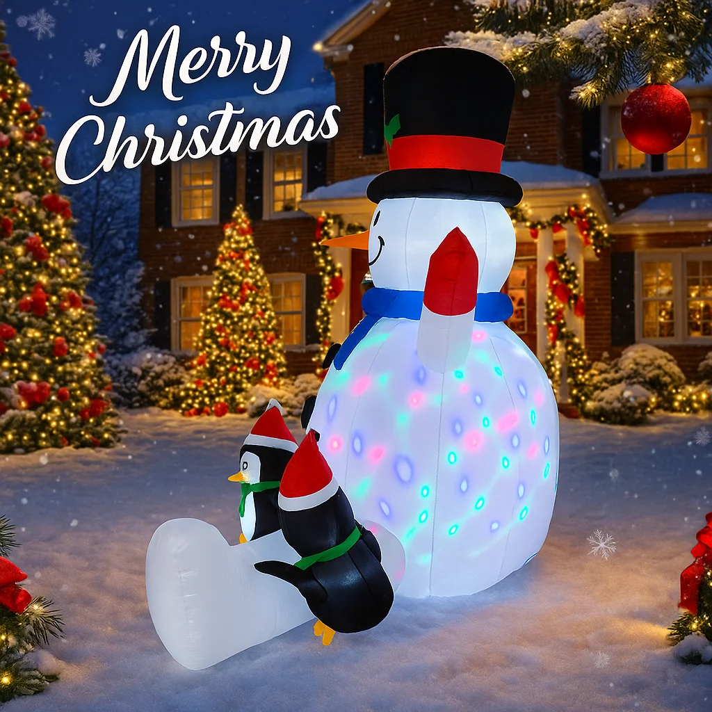 6,89 Fuß aufblasbares Spielzeug, LED-Leuchten, Schneemann, Pinguine, Weihnachtsdekoration für Hof, Weihnachtsbedarf, Heimdekoration, festliches Weihnachtsgeschenk