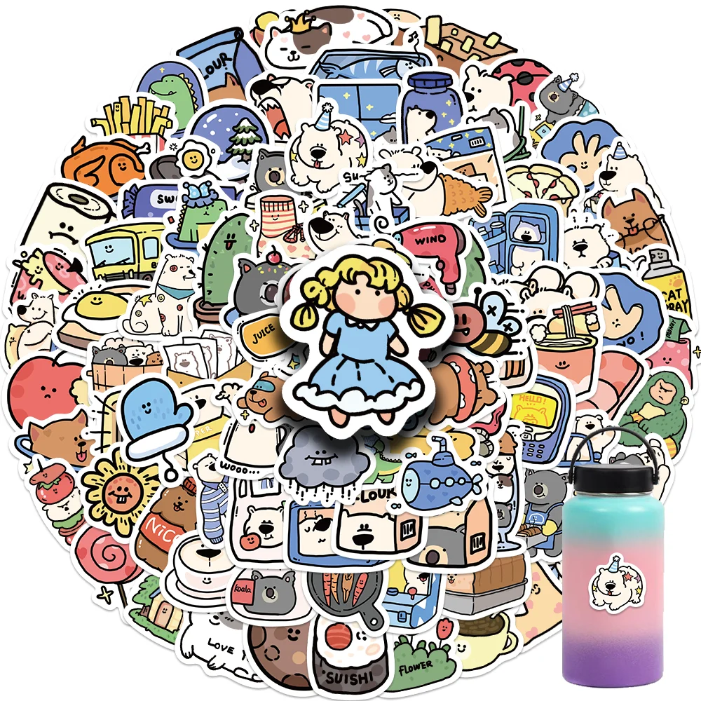 Cute Vinyl Stickers for Water Bottle Laptop Skate, Forest Houses Decalques, Animal Clinic, Scrapbook Bagagem, Kids Toy, 100Pcs