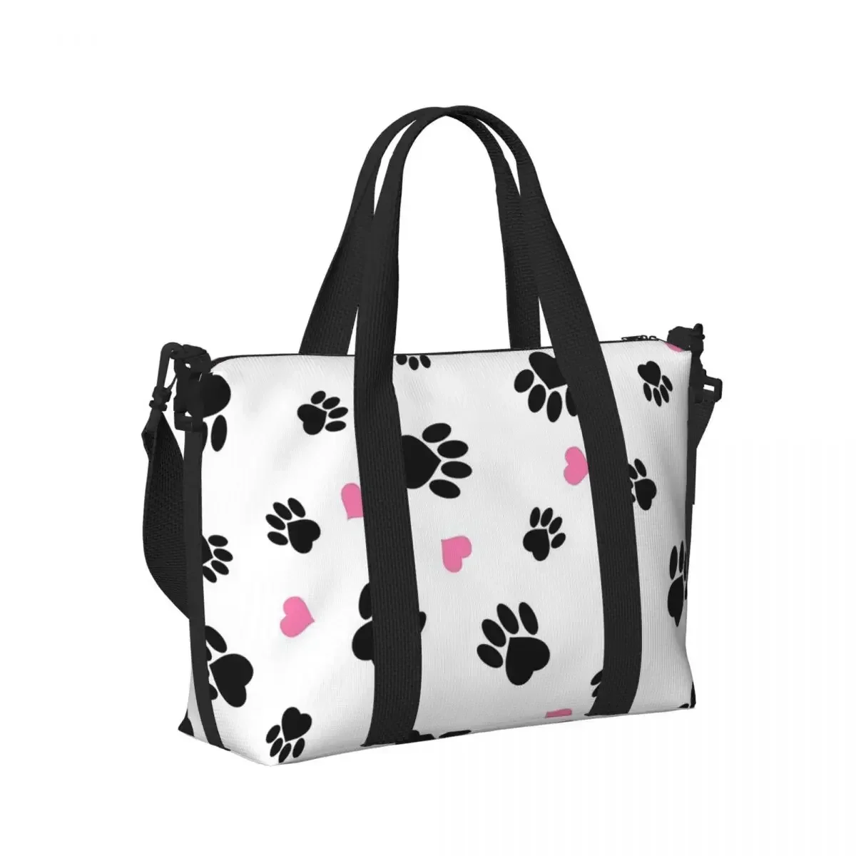 

Dog Paw Cat Heart Love Beach Travel Bag Large Capacity Tote Bags for Gym Sport Women Shopping Duffle Shoulder Bag