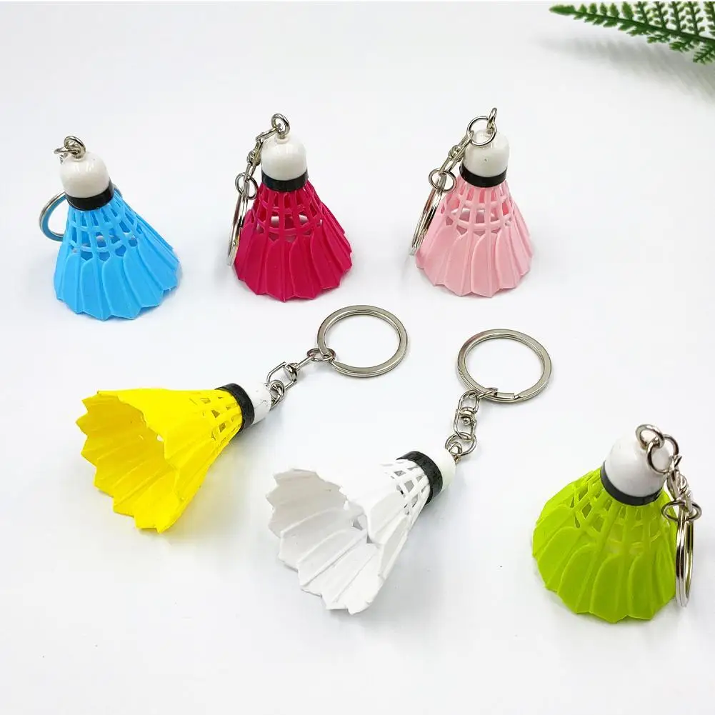 Creative 3D Simulation Mini Badminton Key Cute Shuttlecock Key Chains Car Key Holder Bag Hanging Ornament Colorful Bag 