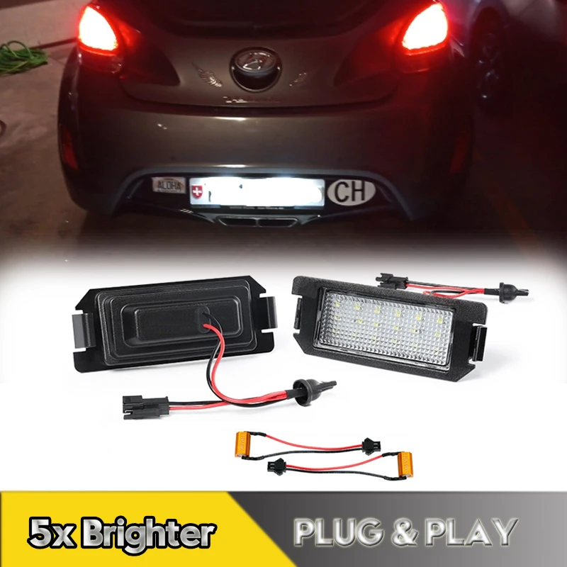 2Pcs No Error LED Number License Plate Lights Lamps For Hyundai I10 I20 XG30 Tiburon Genesis Coupe Terracan Veloster Kia Rio