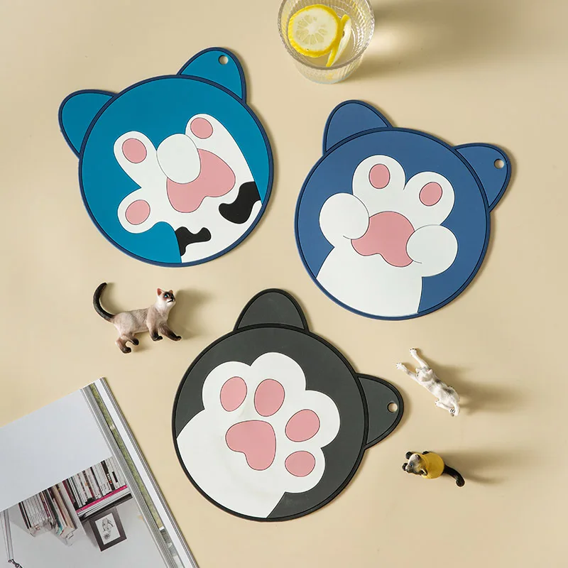 Cat Shaped Thickened Cup Coaster Silicone Mat Pad Mug Holder Coffee Drinks Table Placemats Heat-resistant Kitchen Accessories