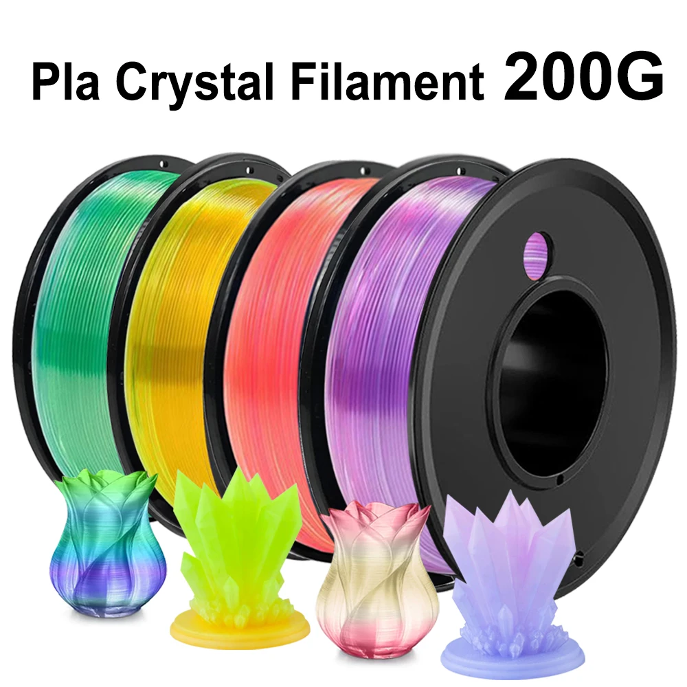 

200G PLA yellow orange Crystal Gradient Filament 1.75mm blue green 3D Printer Material Pla Transparent Purple red Gradient