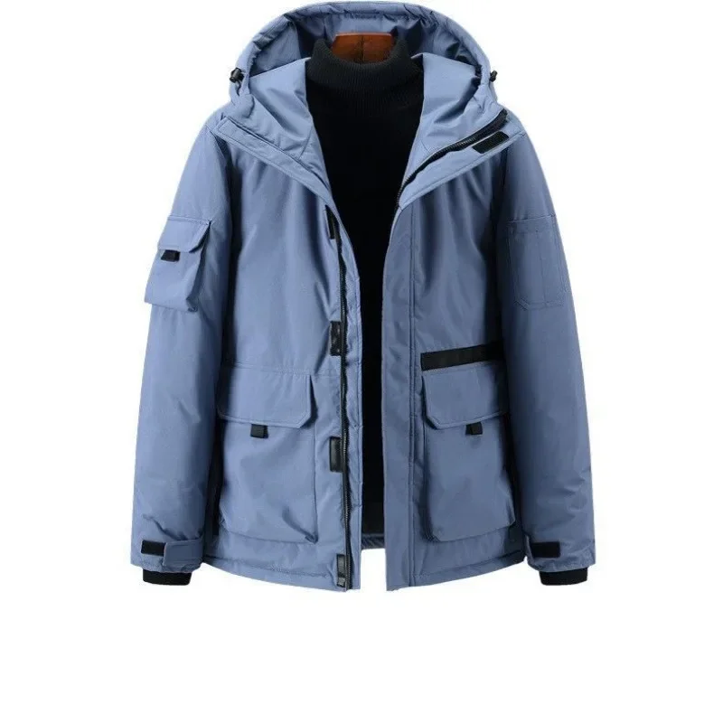 

Short Loose Frock Trend Parkas Thicken Warm New Men Down Jacket Winter Coat Lovers Outwear Hooded Student Overcoat