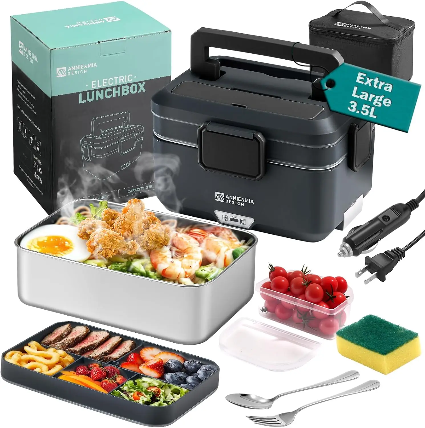 

Электрический ланч-бокс для взрослых, 100 Вт, 3,5 л, портативный подогреватель еды с двумя режимами, для дома, автомобиля, офиса