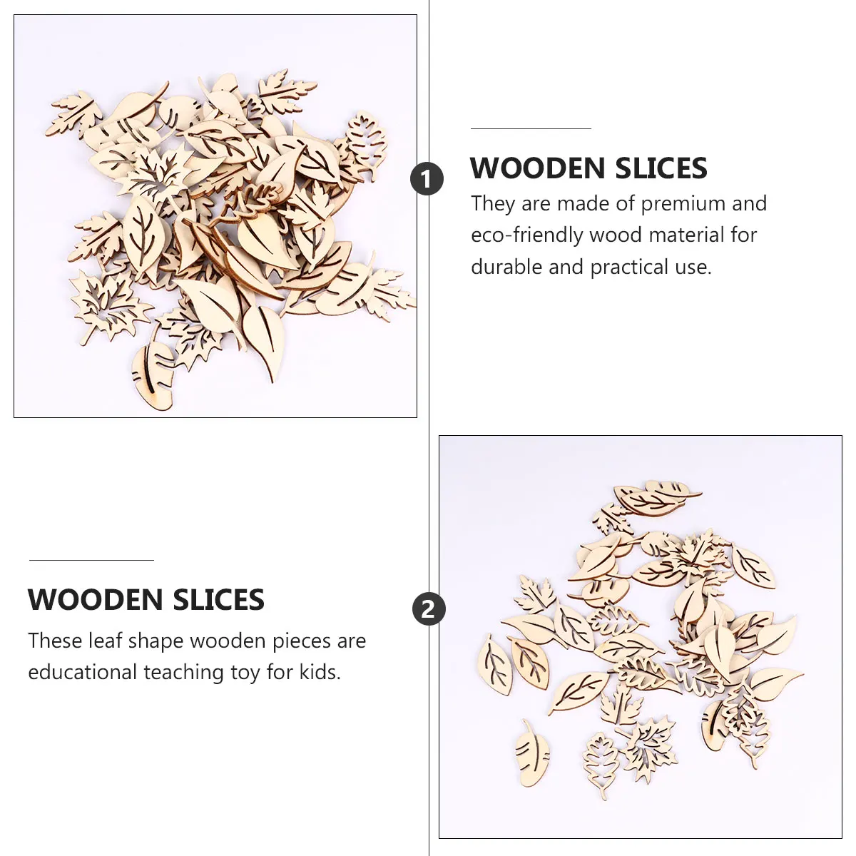 

100 Pcs Wooden Slices Leaf Shape Craft Supplies Decor Embellishments DIY Projects Natural Color Smooth Surface