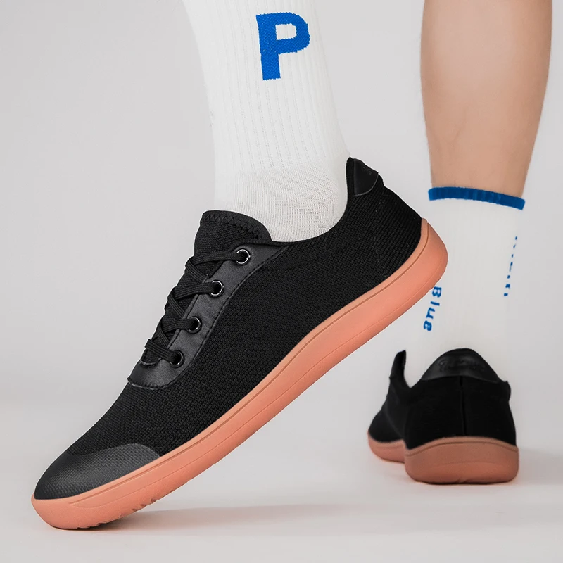 Sapatilhas largas com os pés descalços masculinas, flats plus size, sola de zero suave, dedo do pé mais largo, sapatos leves, novos, 2024