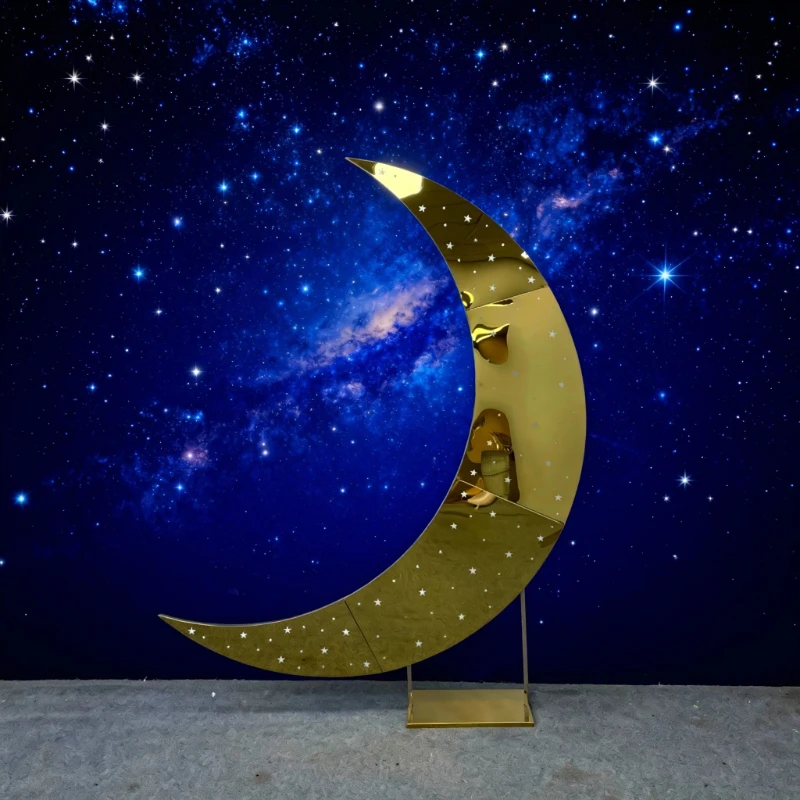 

romantic Moon Frame Wedding Arch Stainless Steel Outdoor Flower Floral Balloon Stand For Bridal Party, Baby Shower & Events