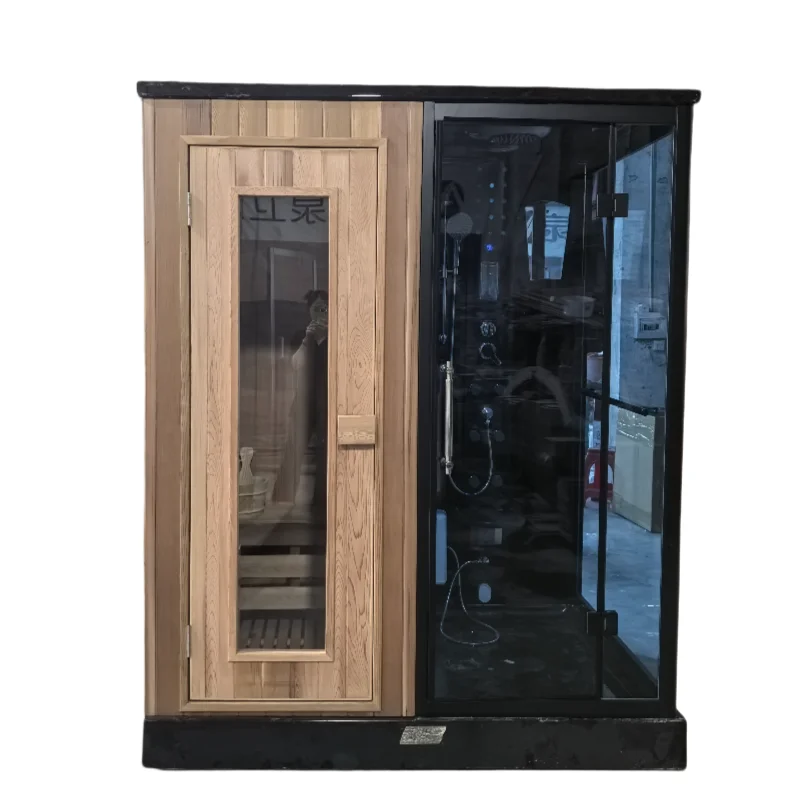 

Modern Design Outdoor Dry Steam Sauna Room 2-Person Capacity with Control Panel Pine Hemlock Solid Wood for Relaxation 220V/110V