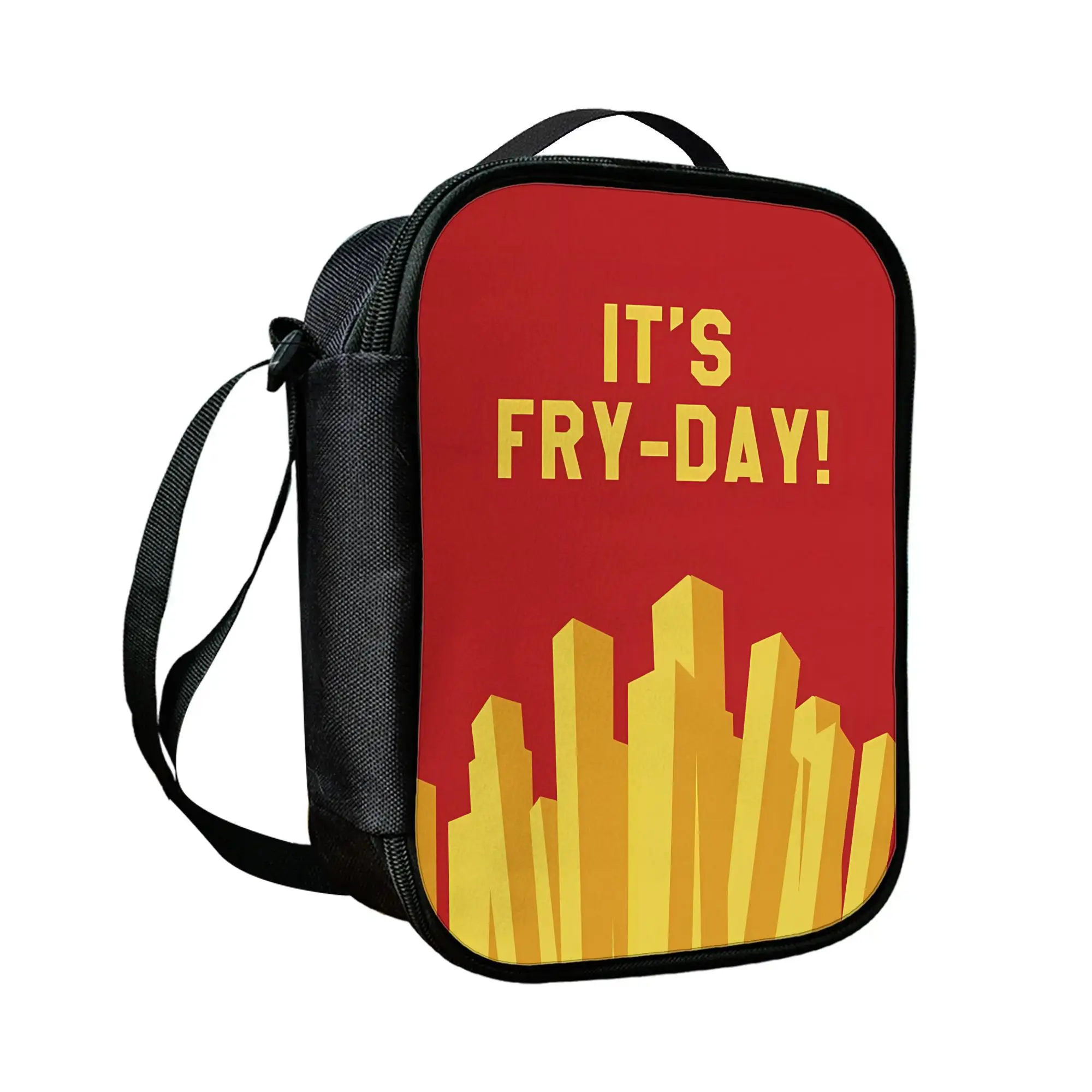 1pc Non-Food French Fries Contact IT's FRY DAY! French Fries Pattern Style Print Lunch Bag Lunch Bag Stylish Lunch Bag
