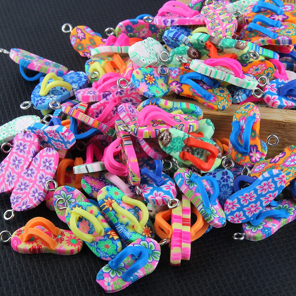 

40Pcs Soft Clay Slipper Ornaments Pendant DIY Bracelet Necklace Jewelry Accessories Mixed Colors for Gift Crafts Home Decor