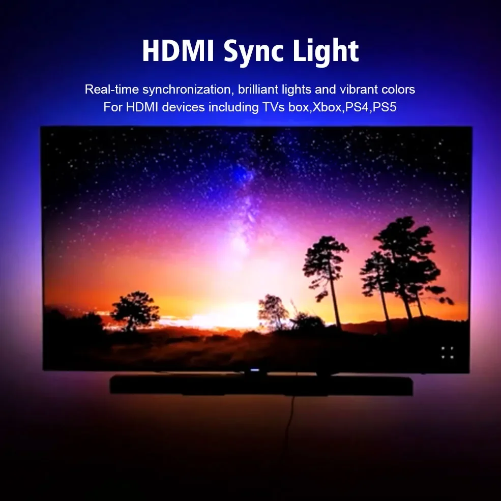 Tira de luces Led de retroiluminación ambiental, Kit de cinta de luz RGB sincronizada con pantalla 4K HDMI para TV y PC, compatible con Alexa,