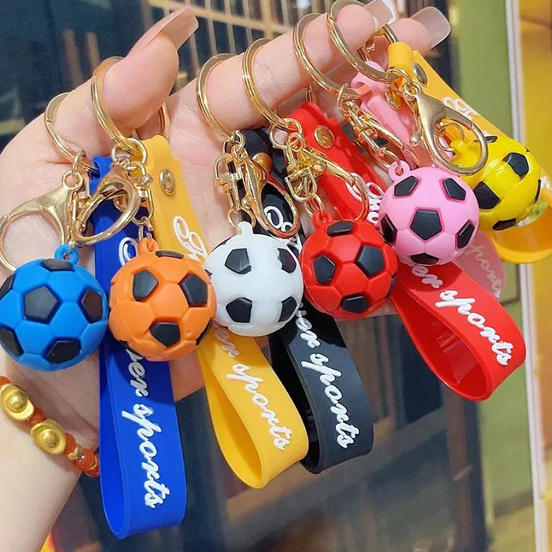 1PC Mini PVC Football Keychain Simulation Soft Glue Soccer Bag Pendant Key Ring For Sports Souvenirs Football Fan Gift Accessory