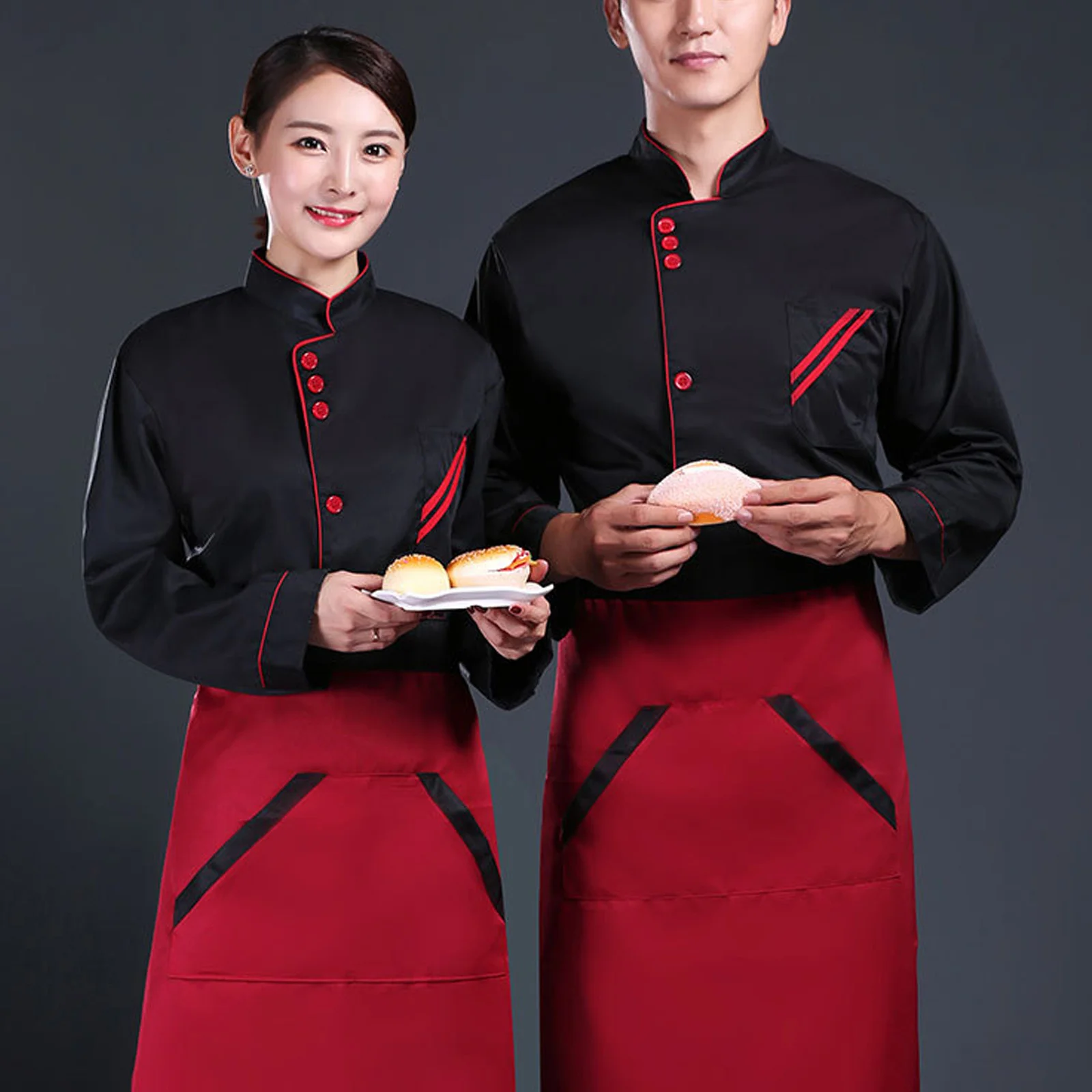 Long Sleeve Black Xxl Premium Breathable Oil Proof Wearproof Unisex Catering Jacket for Restaurant Hotel Kitchen