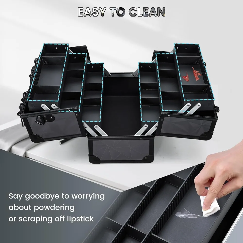 FRENESSA Makeup Case Extra Large Makeup Train Case 12.6 Inch Makeup Box Organizer Profressional Make Up Cases Storage Cosmetic