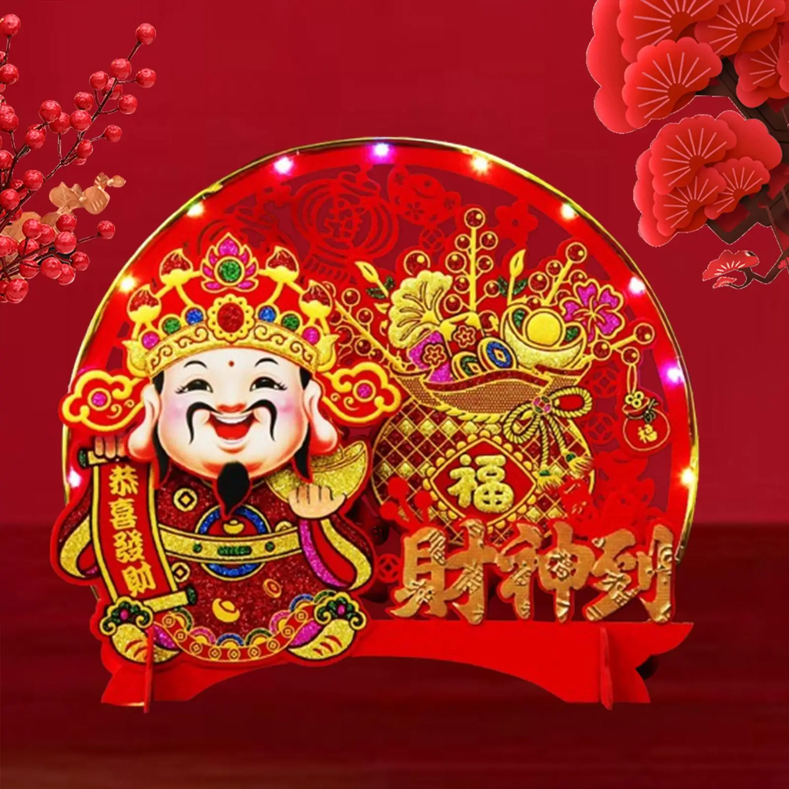 Decoração de mesa de ano novo chinês tradicional o deus da riqueza ajustável