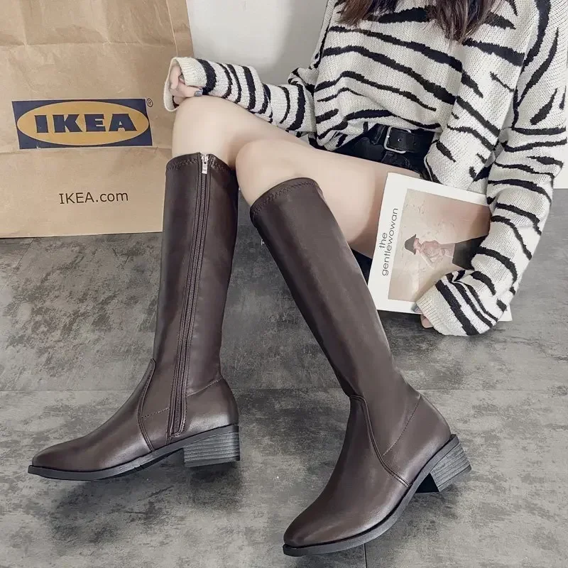 White Winter Boots Women 2024 New Botas Mujer Knee-high Sexy Boots Elastic  Cold-proof and Warm  Botines Chelsea Booties Plus