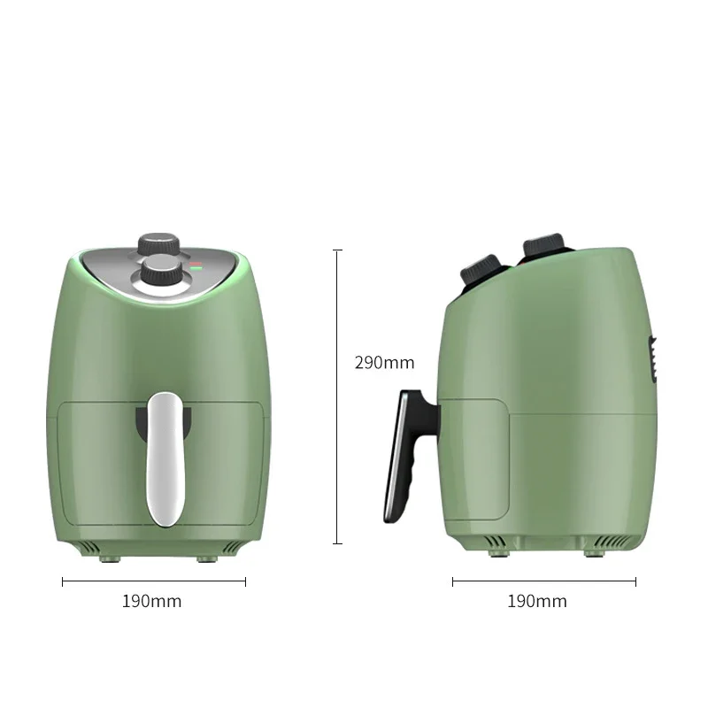 Mini Air Fryer Household Smoke-free French Fries Machine Fryer 2.6L Electric PFA Round Green Making Food Maxky Kitchen 1000 220