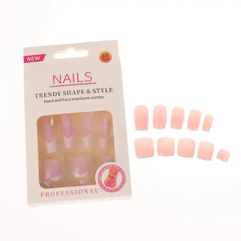 أظافر صناعية لامعة مكونة من 48 قطعة، مجموعة طبيعية بغطاء كامل للنساء #5