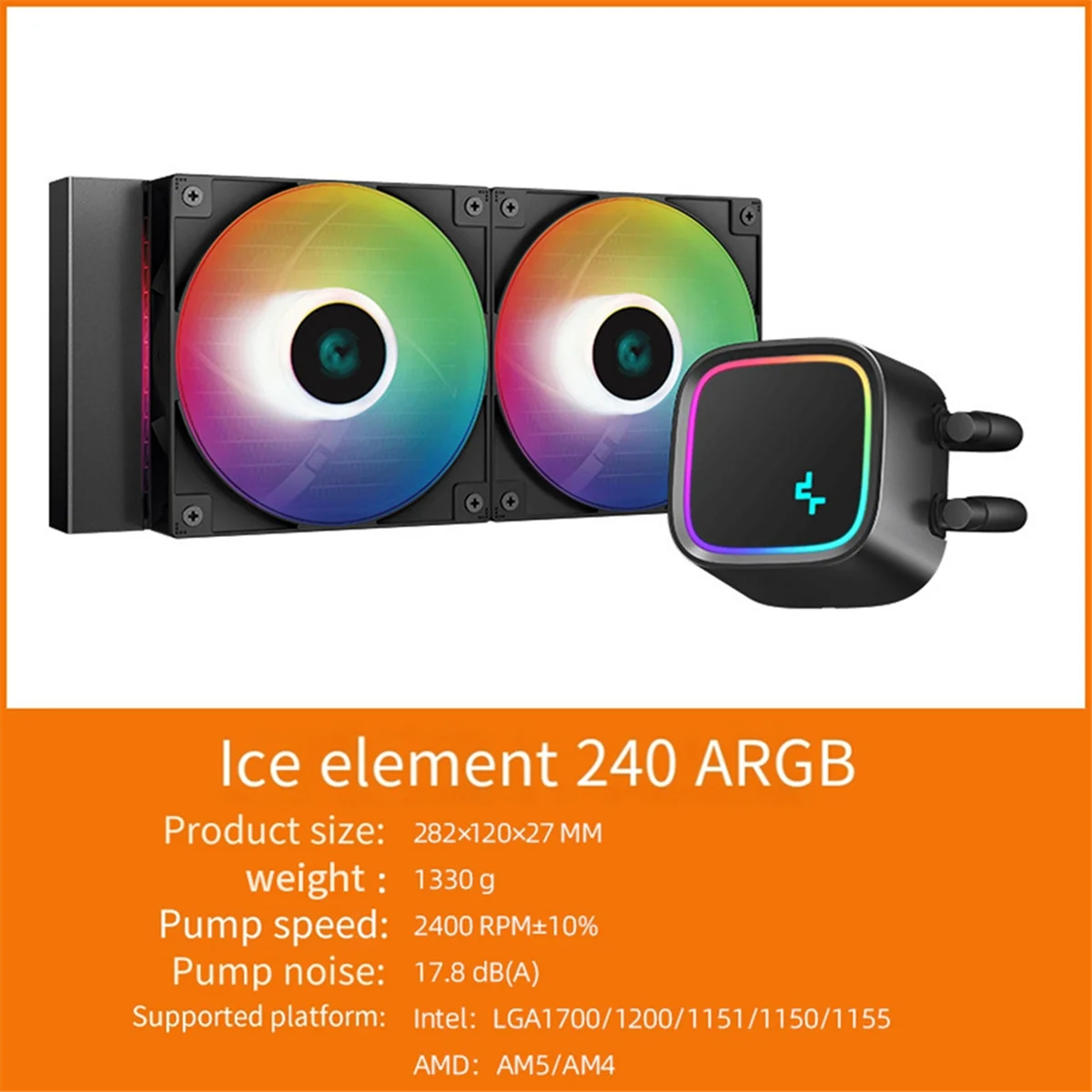 ONCE Computer CPU Radiator LS520 SE Digital 240mm CPU AIO Liquid Cooler with 4th Gen Dual-Chamber Pump, ARGB Fans