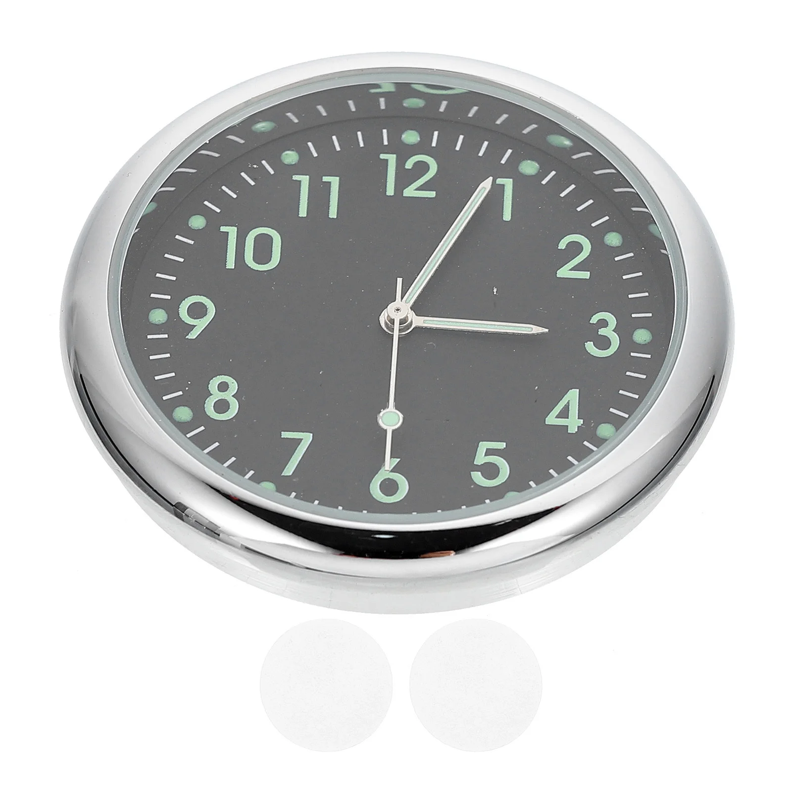 

Stick on Clock Metal Mini Small Decorative Simple Luminous Sticky Clock for Dashboard Stick on Car Clocks