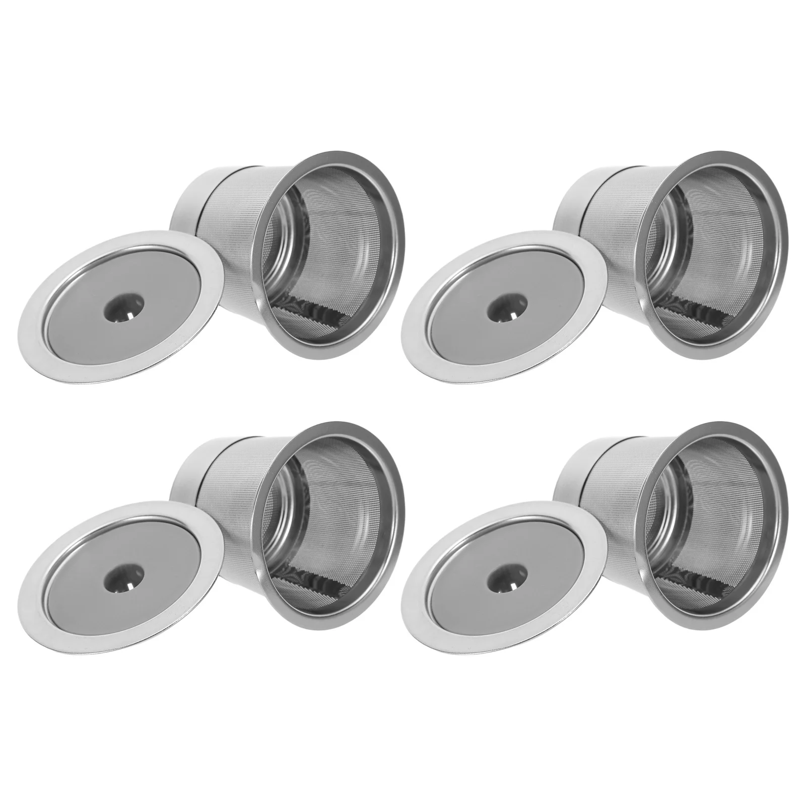 

4Pcs Stainless Steel Coffee Capsule Holder - Reusable Filter Cup for Home Office Use - Washable Coffee Pod Storage Rack with