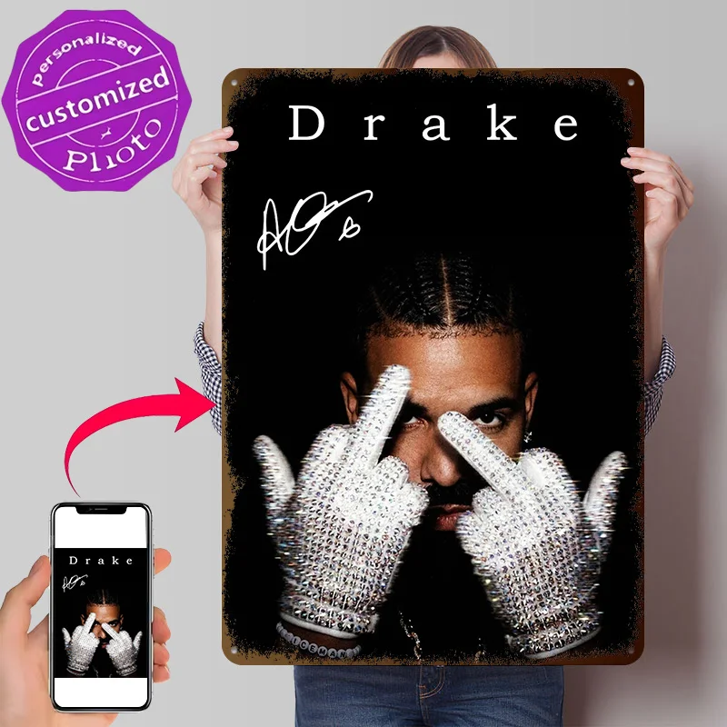 Drake Personalized 3D Textured Metal Poster Wall Art Vintage Tin Signs for Decoration Living Room Decor Men Coffee Bar Wand Deko