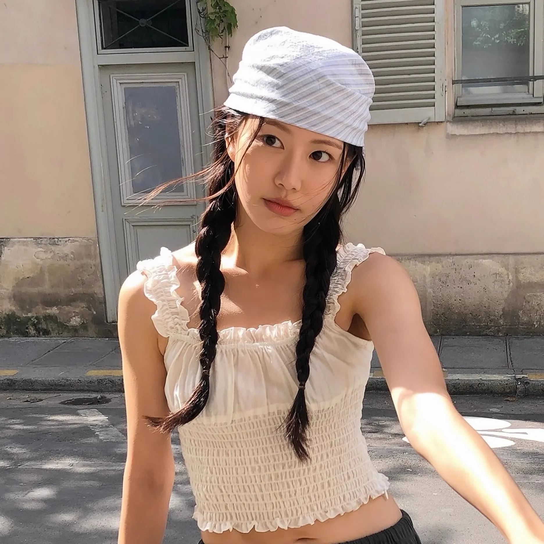 Korean Blogger Style Blue Stripe Headscarf Women's Trendy 2025 New Arrival